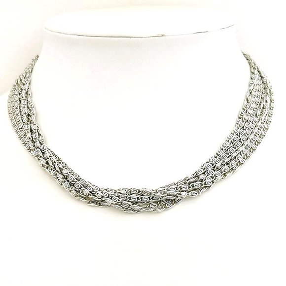 Vintage Sarah Coventry Lightweight 8-Strand Silver Tone Necklace/Choker - 15.25" - Picture 1 of 6